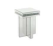 ACME Noralie - End Table - Mirrored & Faux Diamonds - Wood - 24" | Meri Furniture