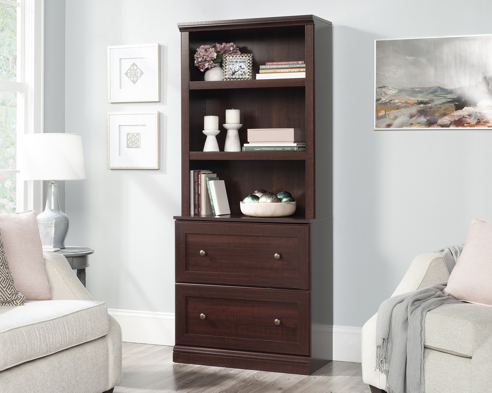 Bookcase with Drawers in Select Cherry
