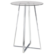 Coaster Fine Furniture Zanella - Round Glass Top Bistro Bar Table - Chrome | Meri Furniture