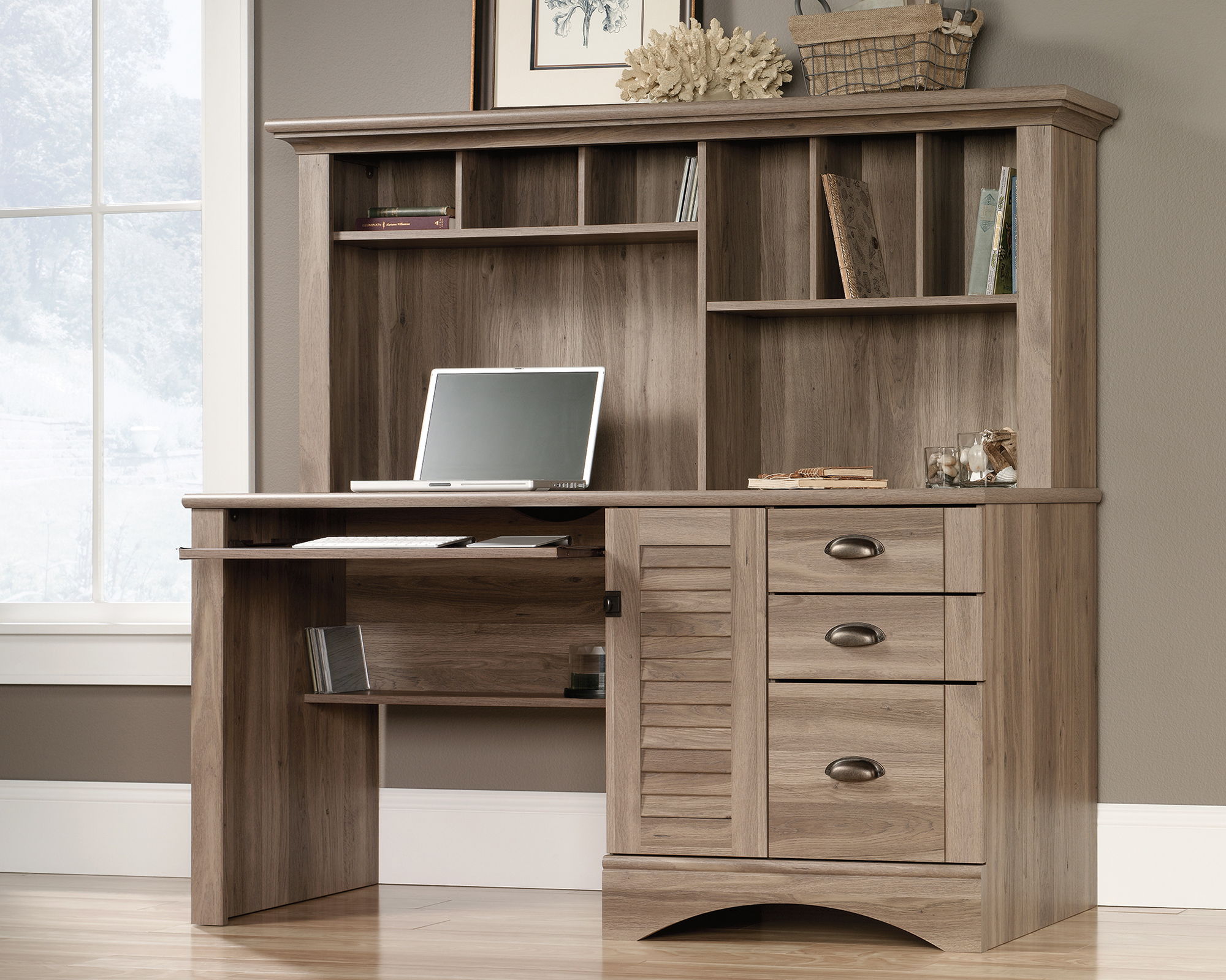 Computer Desk With Hutch Salt Oak
