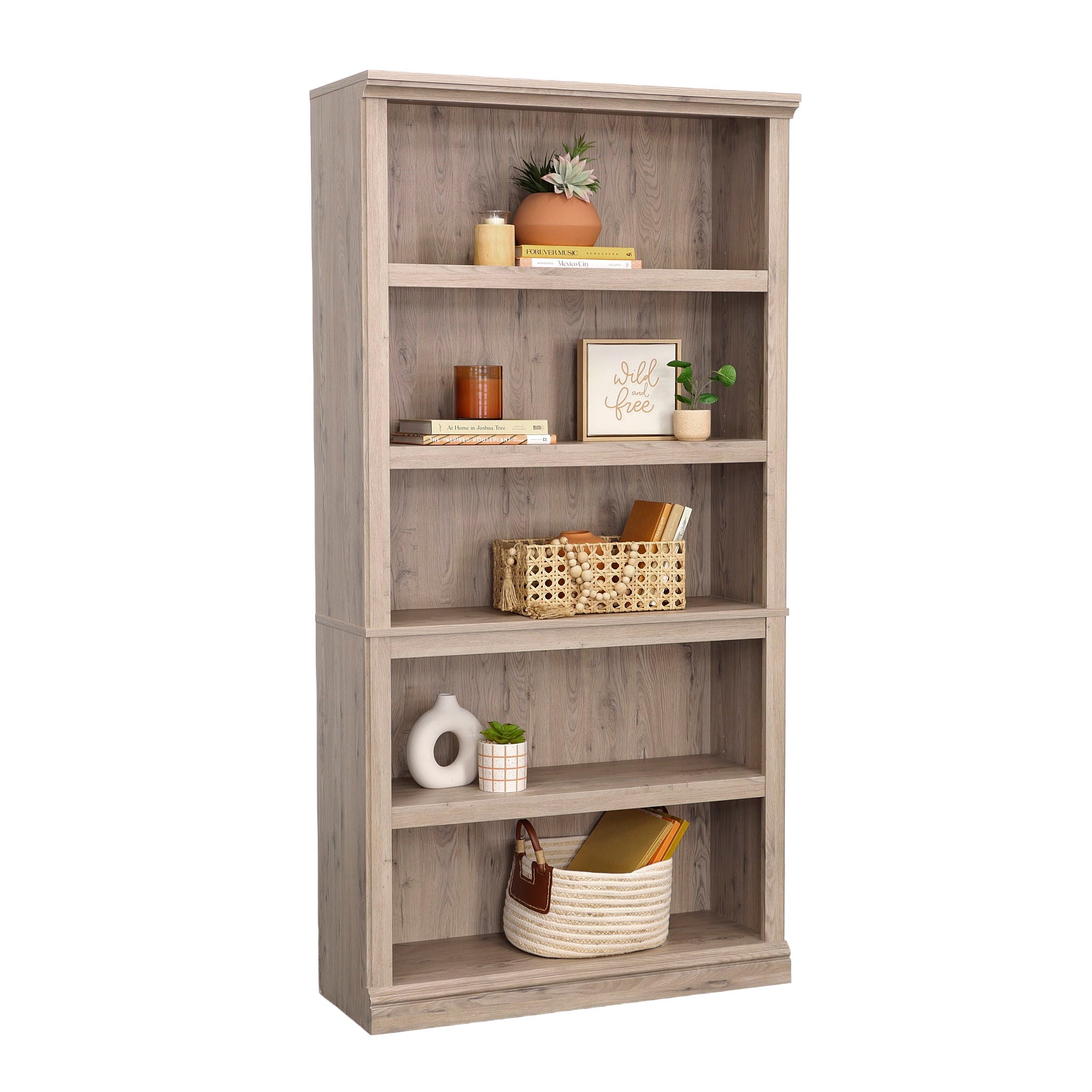 5-Shelf Display Bookcase in Laurel Oak
