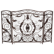 Mariella - Traditional Floral Iron Fireplace Screen With Ornate Design