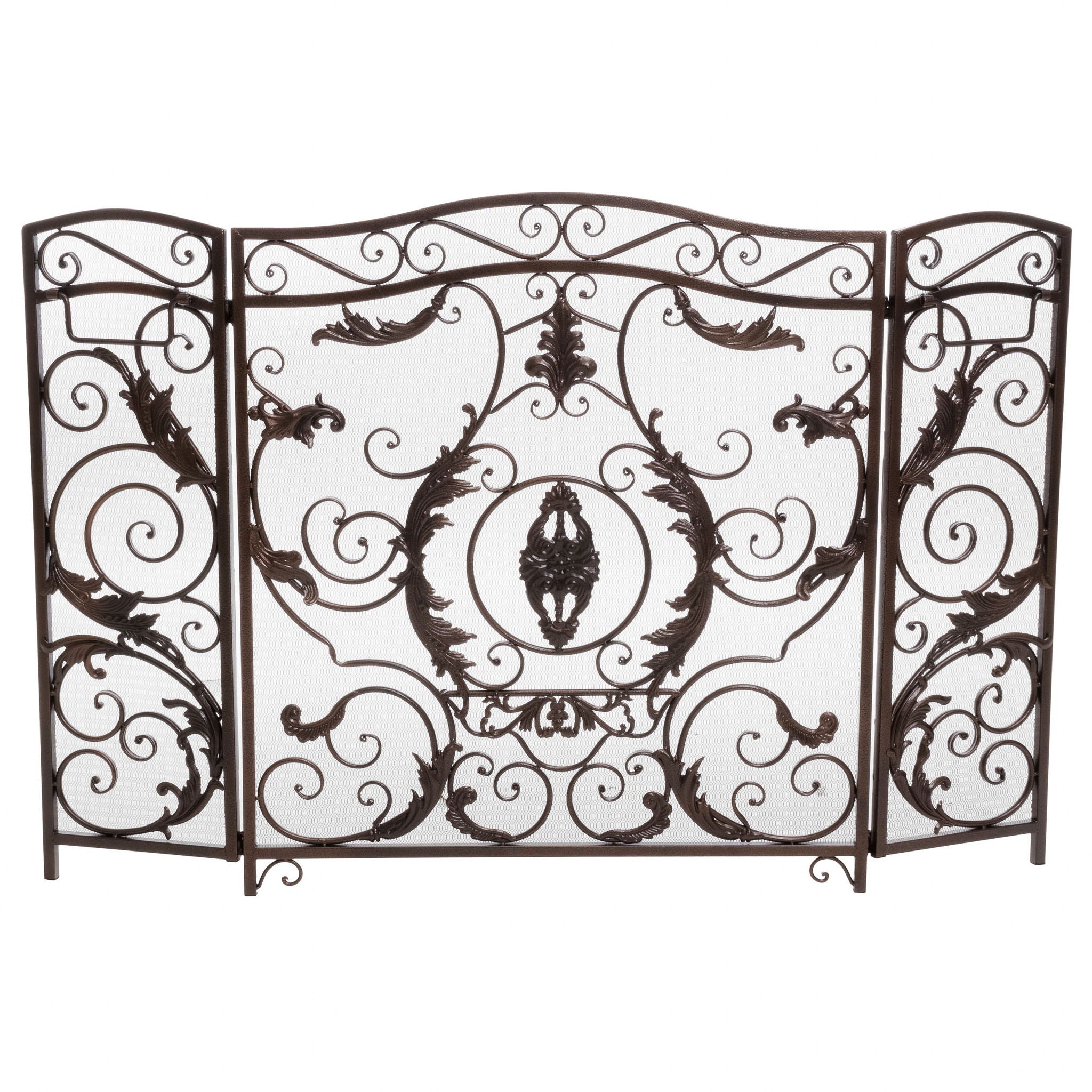 Mariella - Traditional Floral Iron Fireplace Screen With Ornate Design