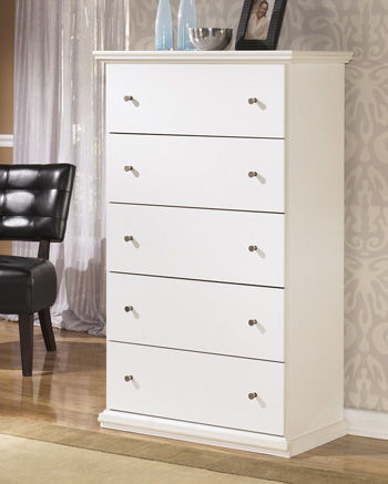 Ashley Furniture Bostwick - White - Five Drawer Chest | Meri Furniture