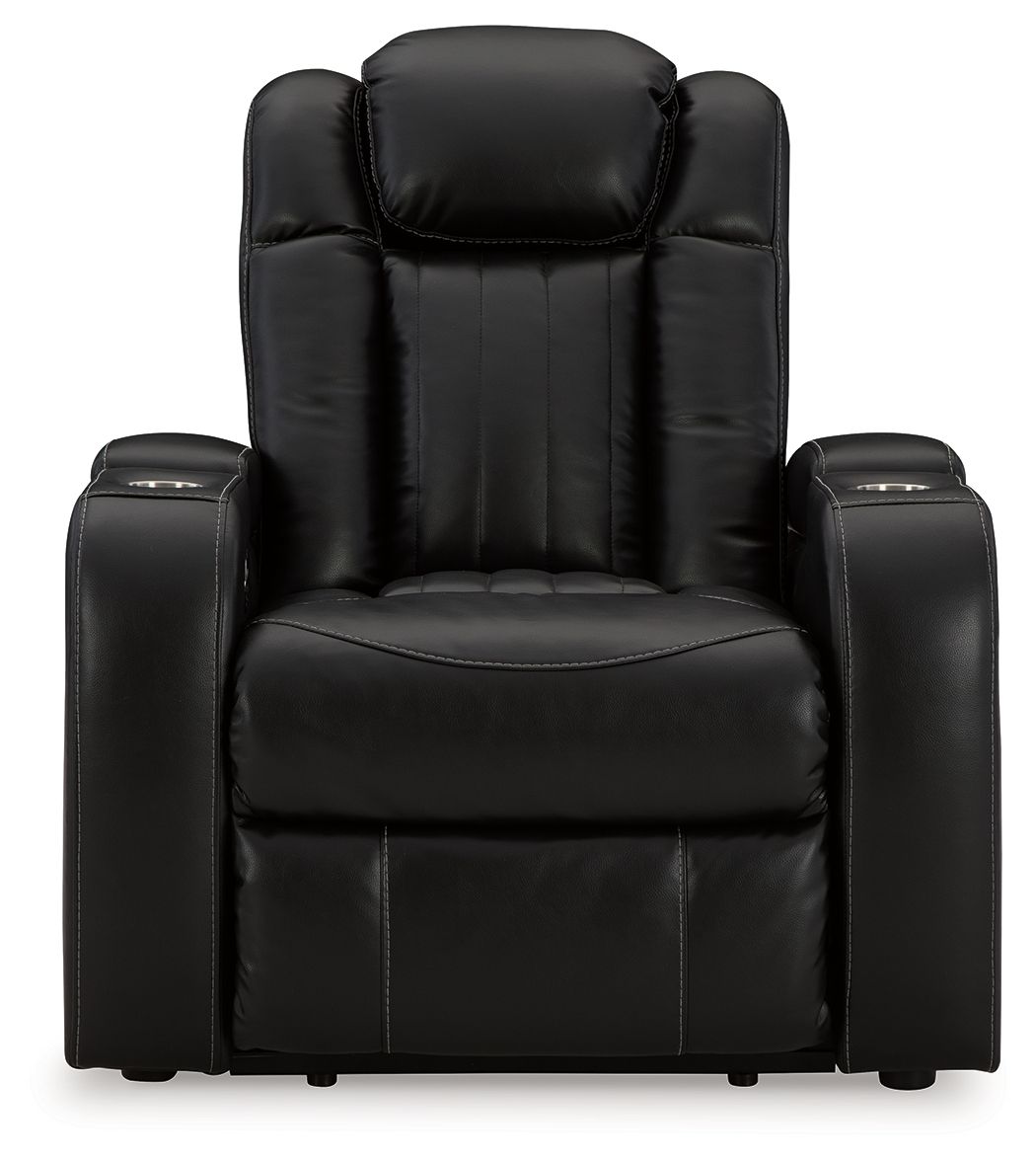 Signature Design by Ashley® Caveman Den - Midnight - Power Recliner/ Adj Headrest | Meri Furniture