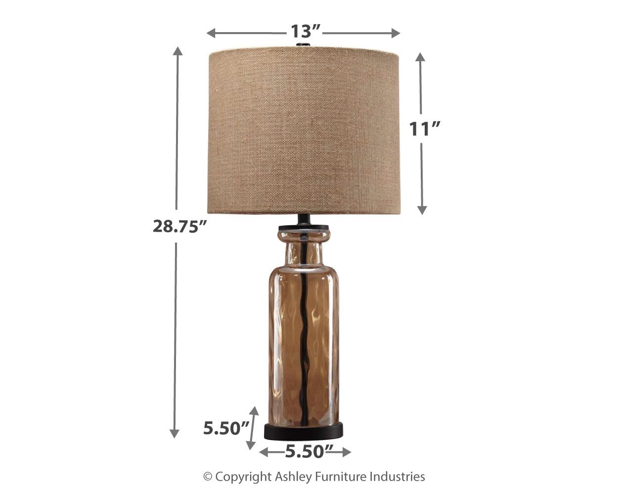 Ashley Furniture Laurentia - Champagne - Glass Table Lamp | Meri Furniture