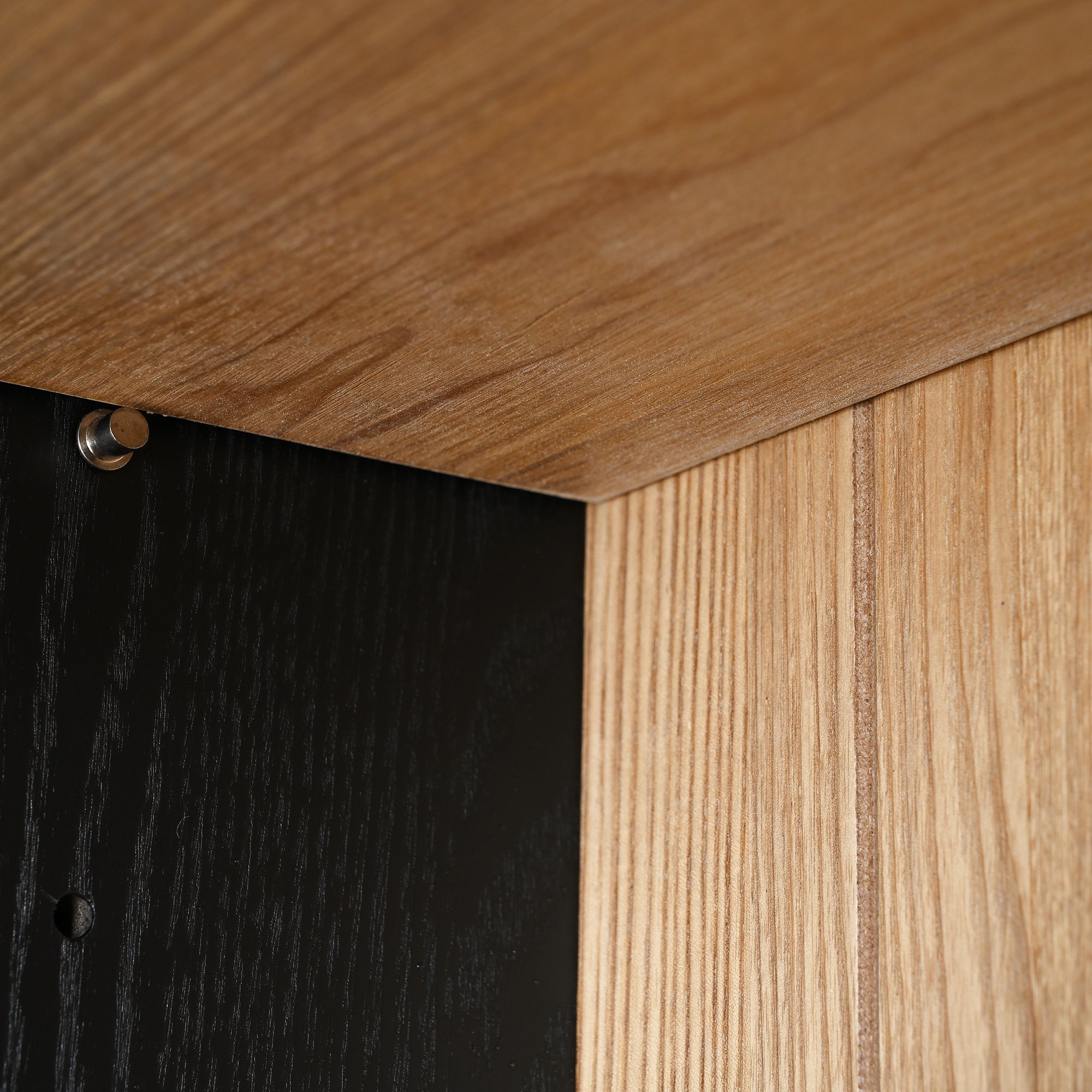 Mid Century Modern Style Tall Display Cabinet With Glass Doors For Collectibles - Black