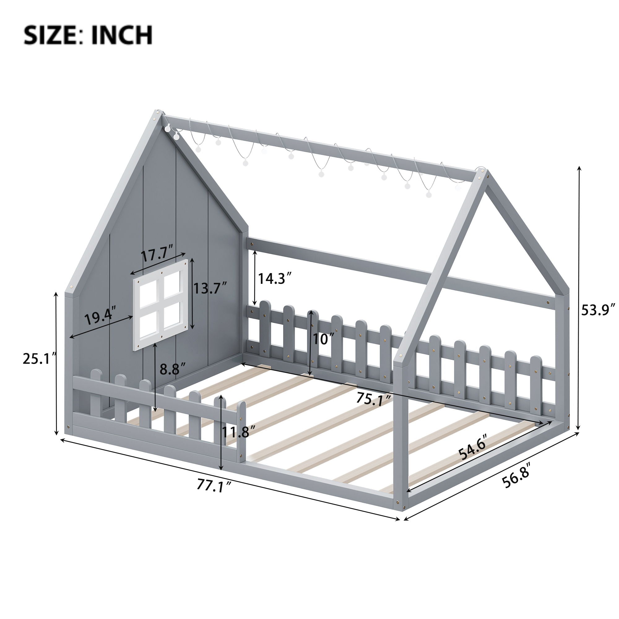 House Bed With Window And Fence
