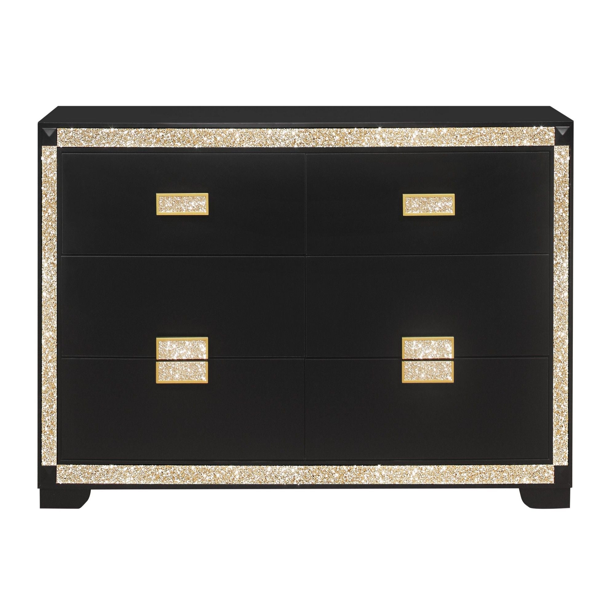 Lively - Dresser With Glitter Detail And Thick Bar Handle Hardware - Black