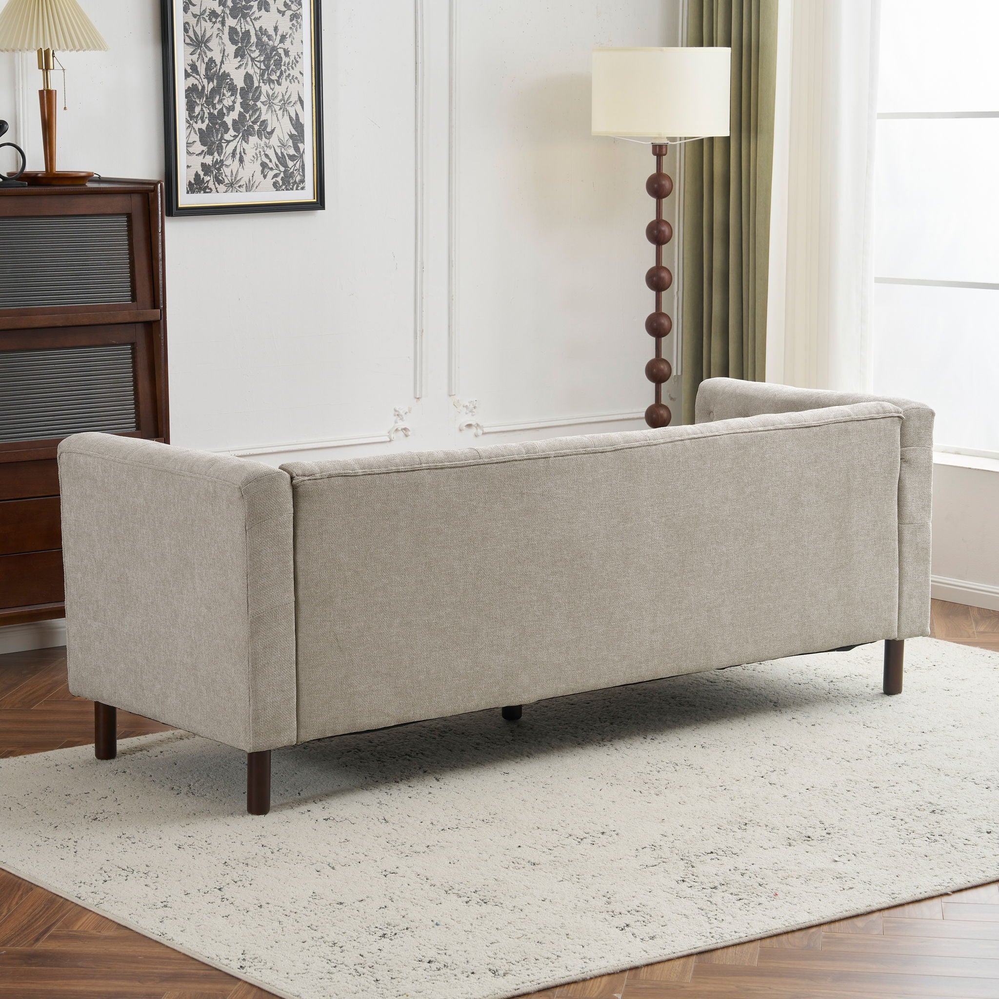 Upholstered Sofa Modern 3 Seater Sofa Couch With Tufted Design For Living Room