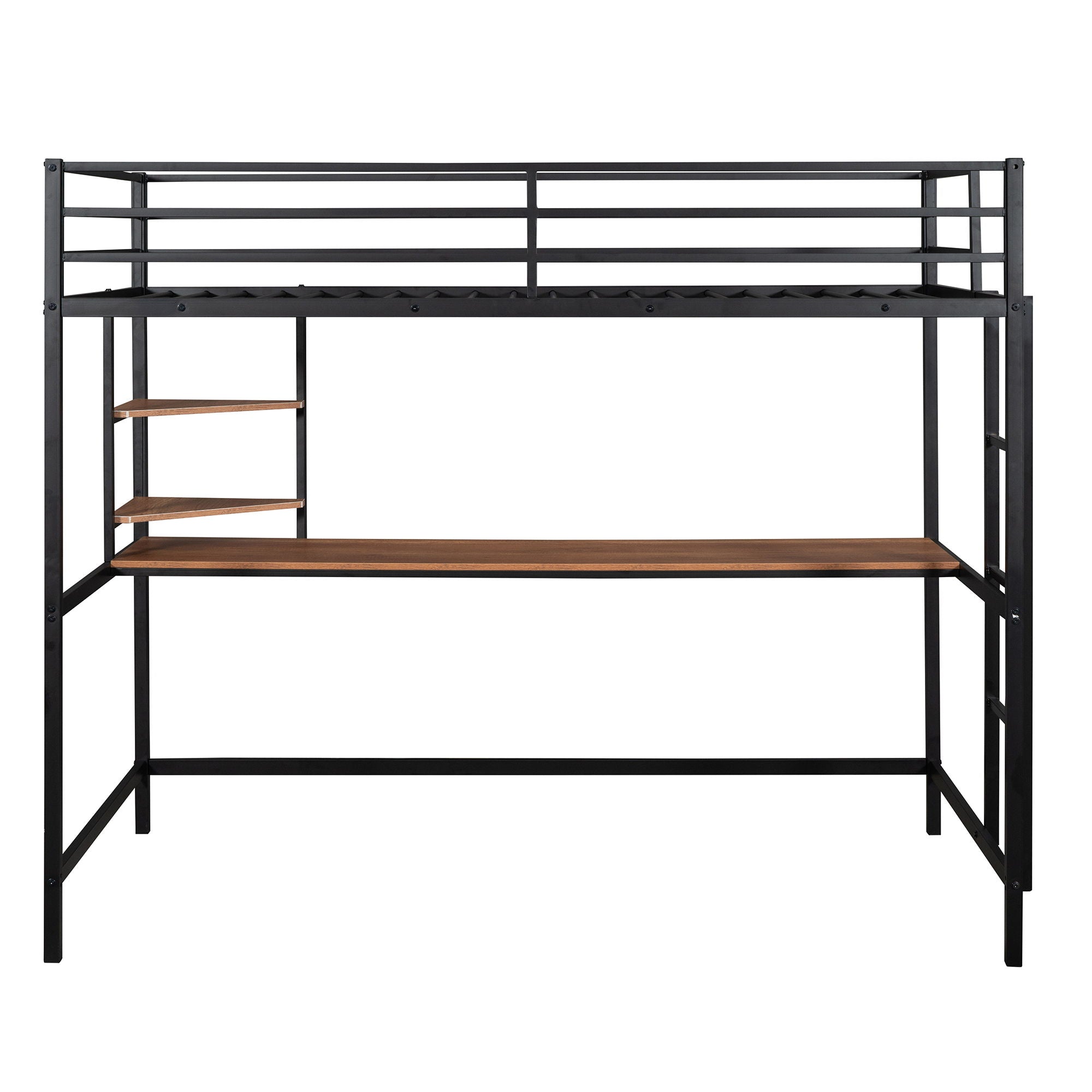 Twin Loft Bed With Desk And Shelve - Black
