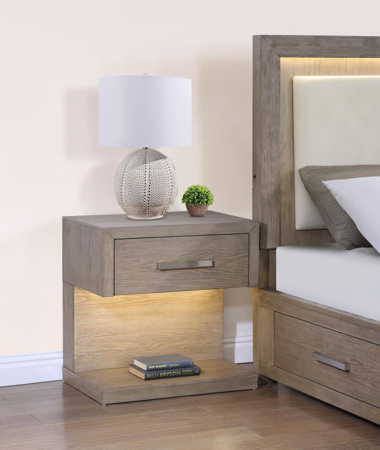 Coaster Fine Furniture Kenora - 1-Drawer Nightstand Bedside Table - Barley Brown | Meri Furniture