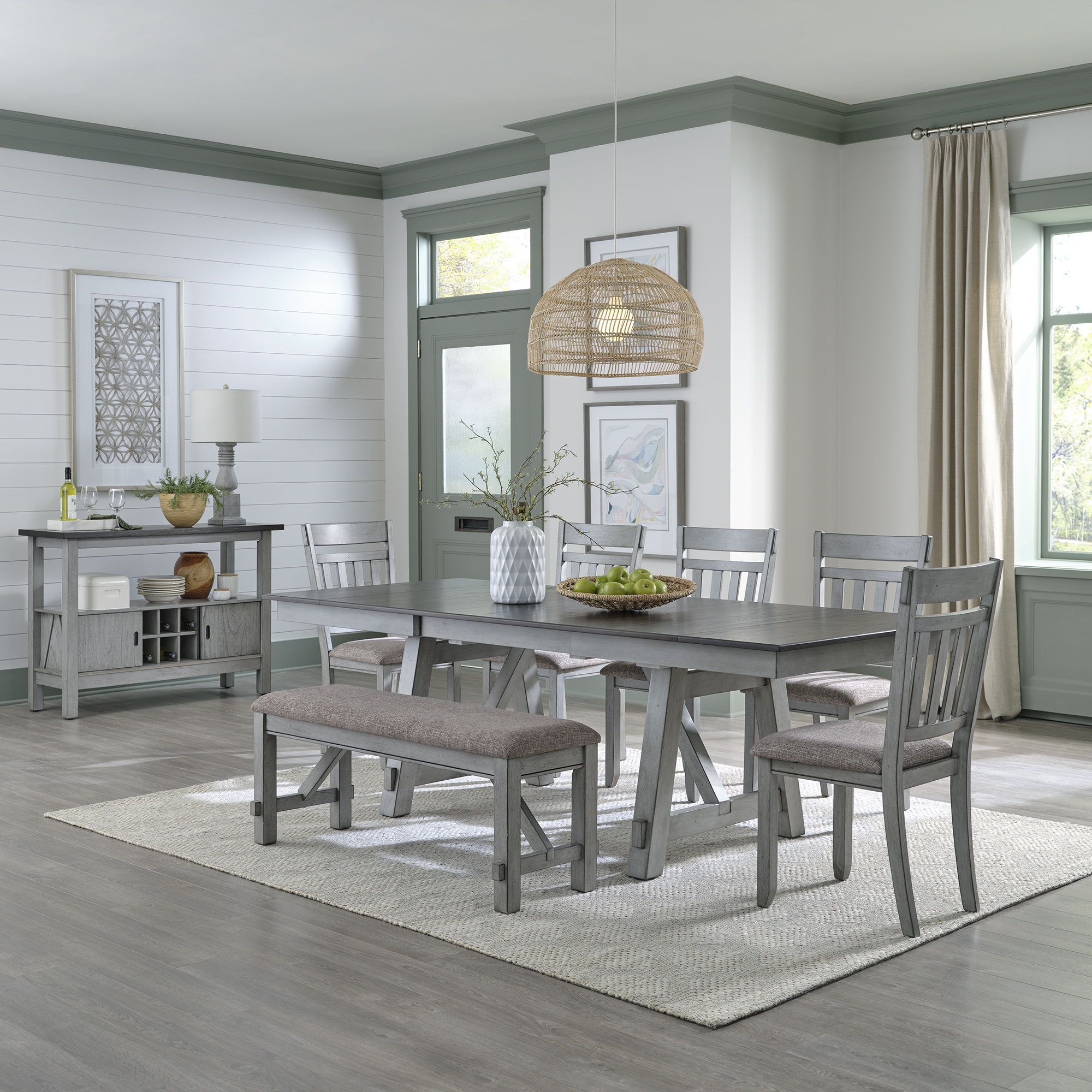 Liberty Furniture Newport - Trestle Table Set | Meri Furniture