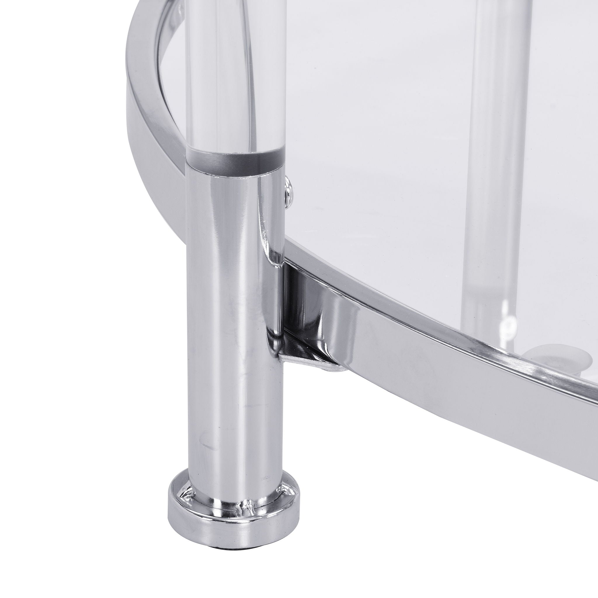 Contemporary Acrylic, Coffee Table, Round Tempered Glass Coffee Table - Chrome / Silver