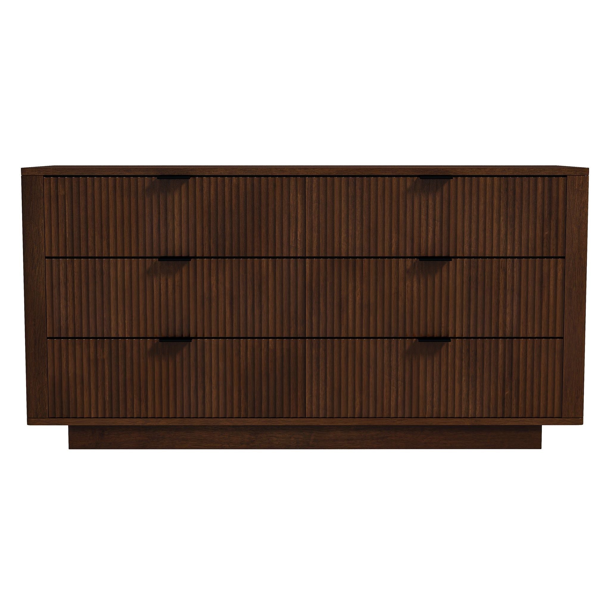 Lola - Mid-Century Modern Dresser With 6 Drawers - Dark Brown