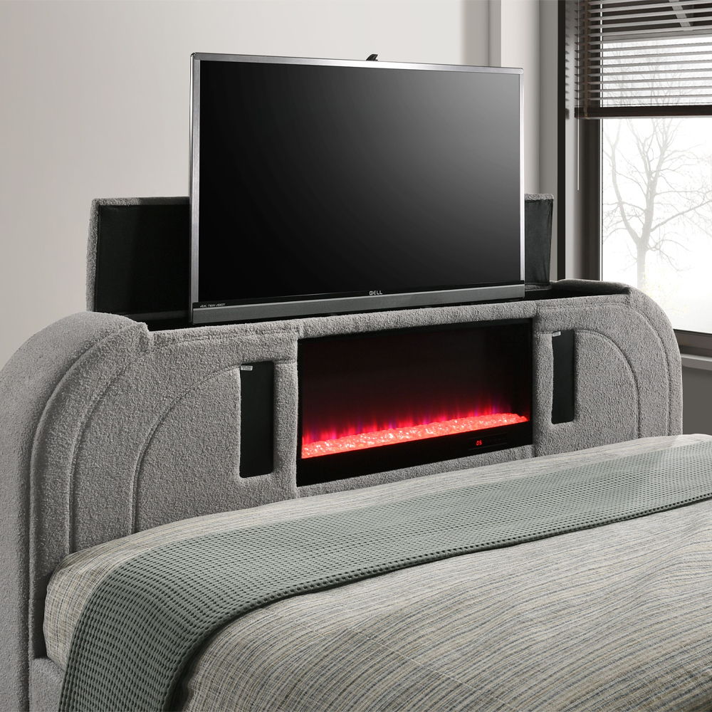 Shelyn - Bed With Led, TV Stand, Fireplace & Bluetooth