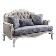 ACME Ciddrenar - Loveseat - Fabric & White Finish | Meri Furniture