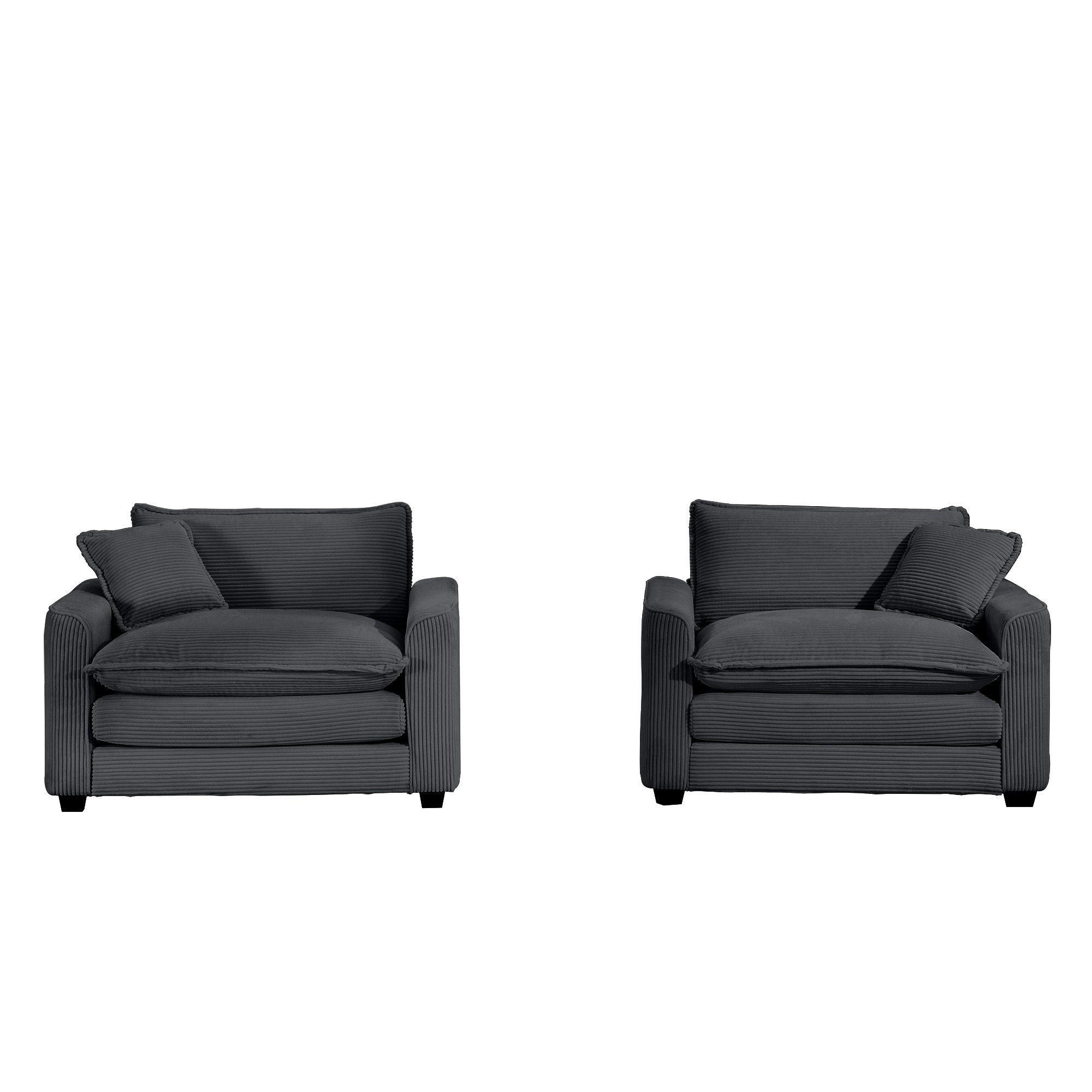 Modern Classic Corduroy Fabric Single Chair Deep Seat Sofa With Pillow