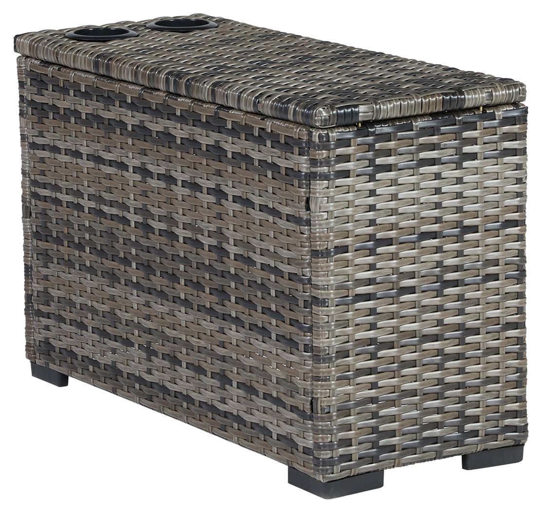 Signature Design by Ashley® Harbor Court - Gray - Console With Drink Holders | Meri Furniture