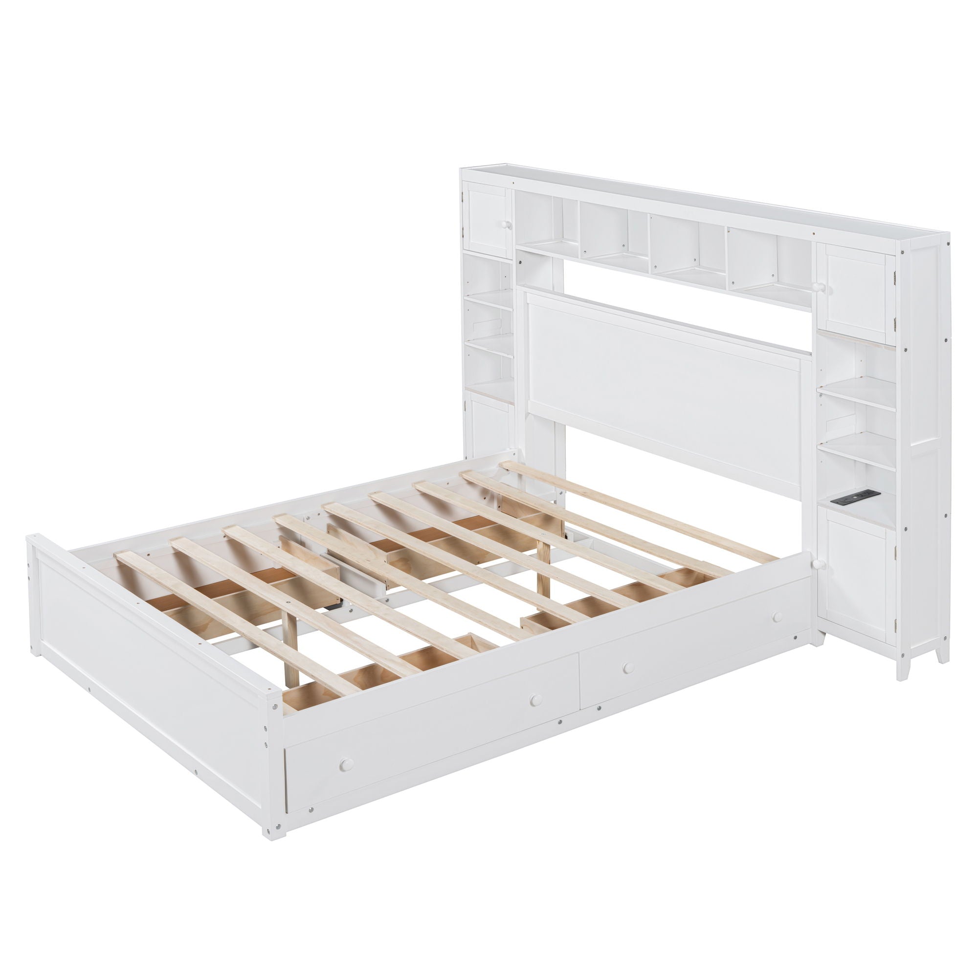 Bed With All In One Cabinet, Shelf And Sockets