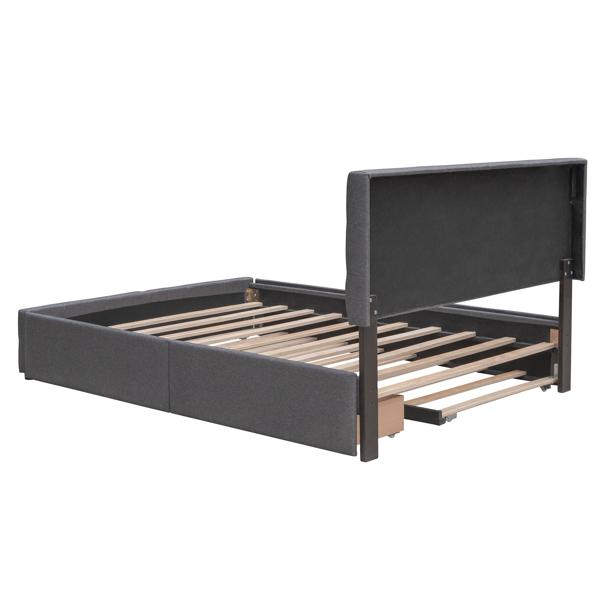 Upholstered Platform Bed With Classic Headboard And Drawers, No Box Spring Needed