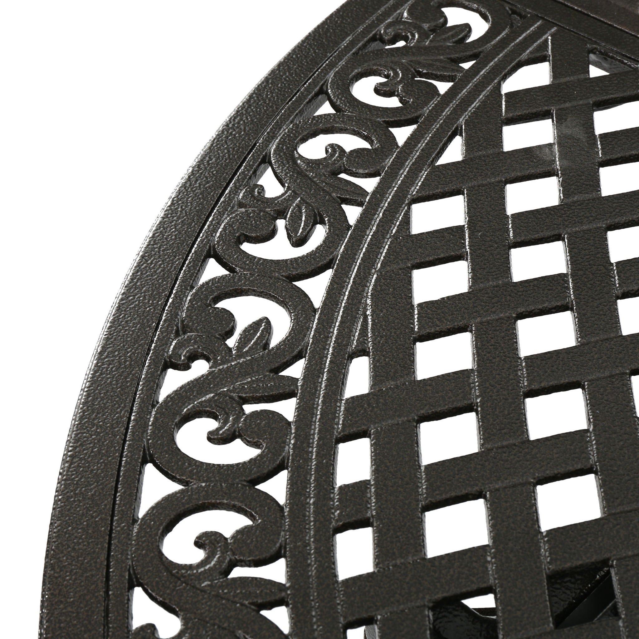 Outdoor Expandable Aluminum Dining Table With Latticework Details And Curvy Legs