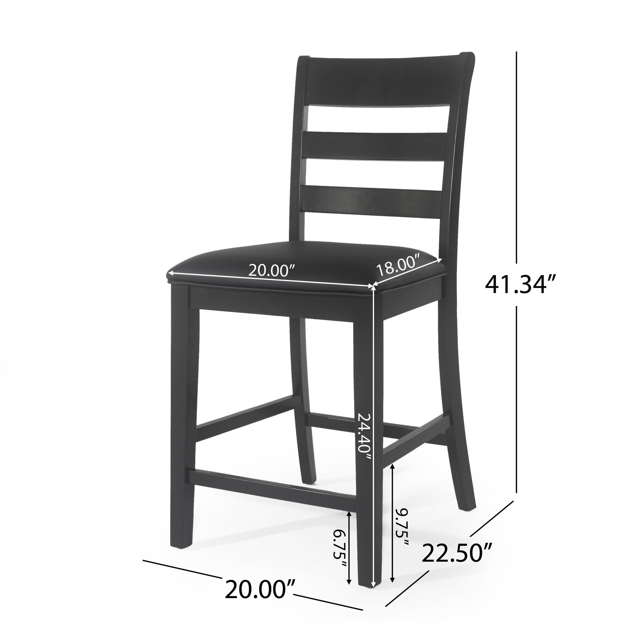 Farmhouse Upholstered Wood Counter Stools