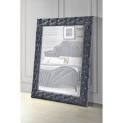 ACME Mirror NOT beveled () • Padded Trim: Velvet w/Crystal-like Button Tufted • Shape: Rectangular • Orientation: Landscape (Horizontal) | Meri Furniture
