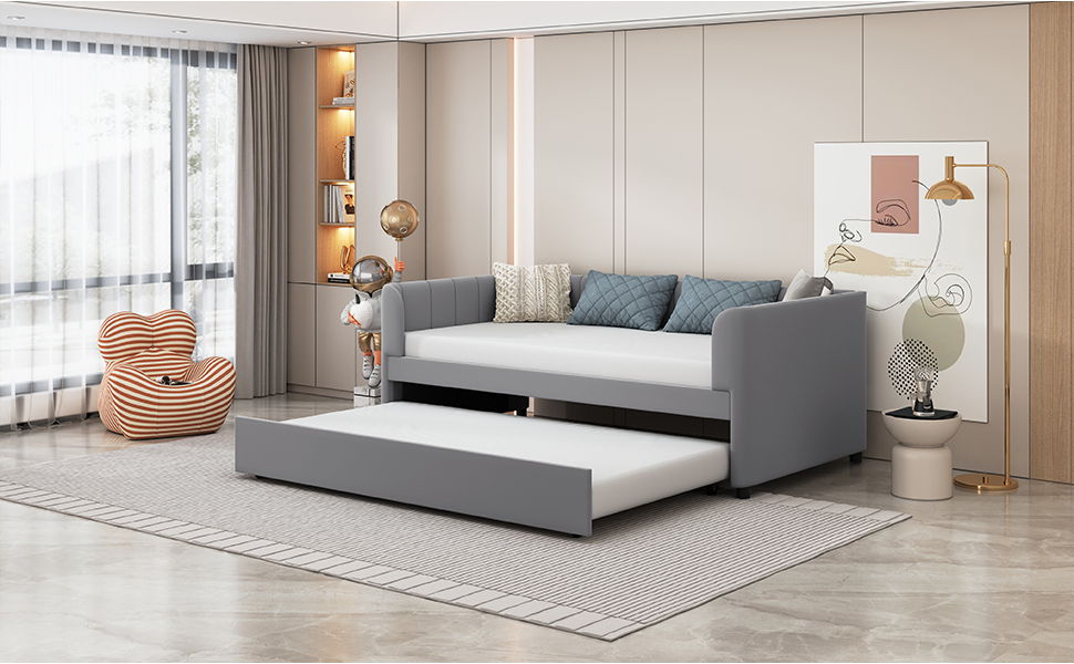 Upholstered Daybed With Ergonomic Design Backrest