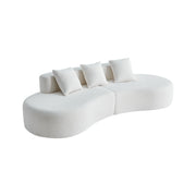 Curved Boneless Couch, Half Moon Sofa, 5 Seat Couch With High Density Foam Filled For Living Room - White