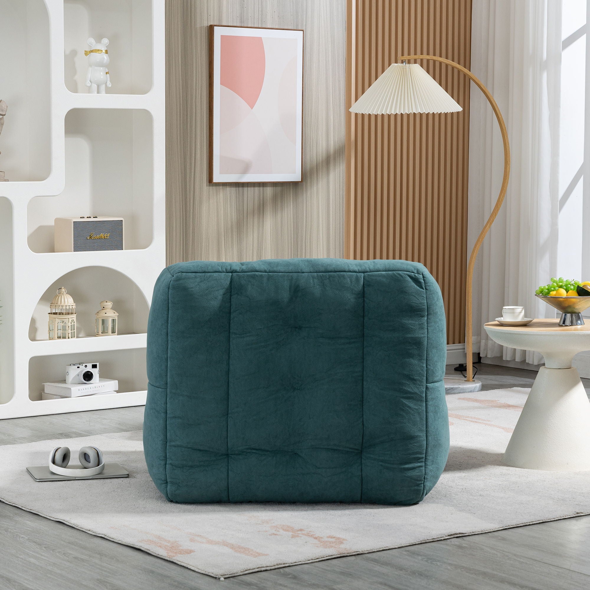 Modern Indoor Fluffy Bean Bag Chair With Memory Foam And Ottoman, Super Soft