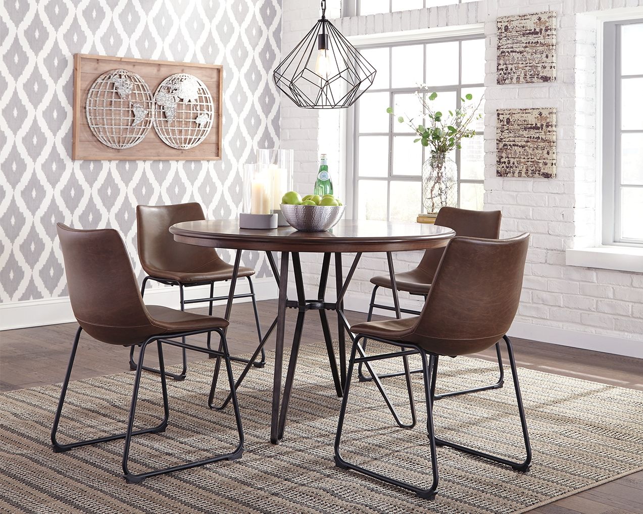 Signature Design by Ashley® Centiar - Two-tone Brown - Round Dining Room Table | Meri Furniture