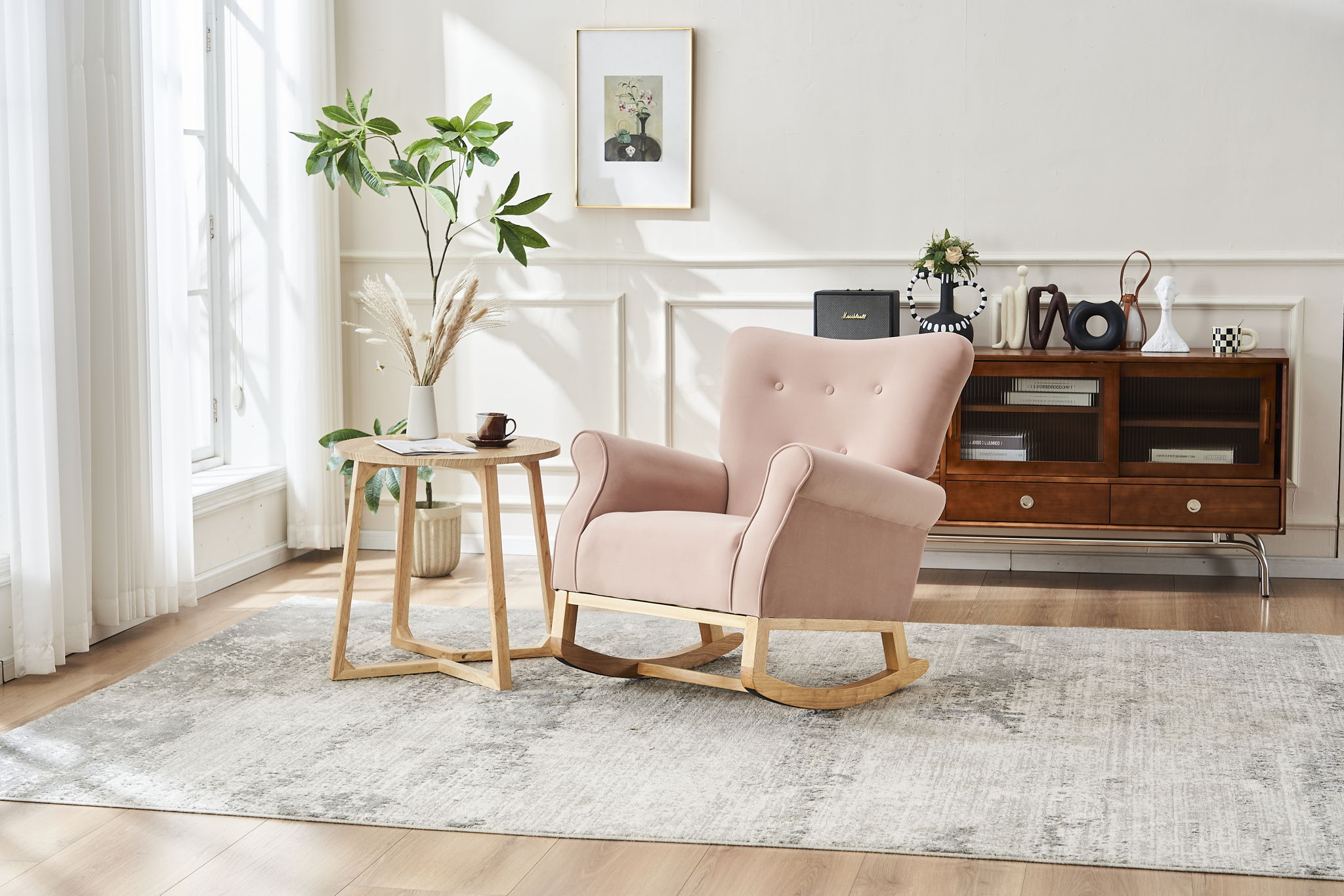 Modern Rocking Chair, Upholstered Accent Chair For Nursery, Small Contemporary Rocke