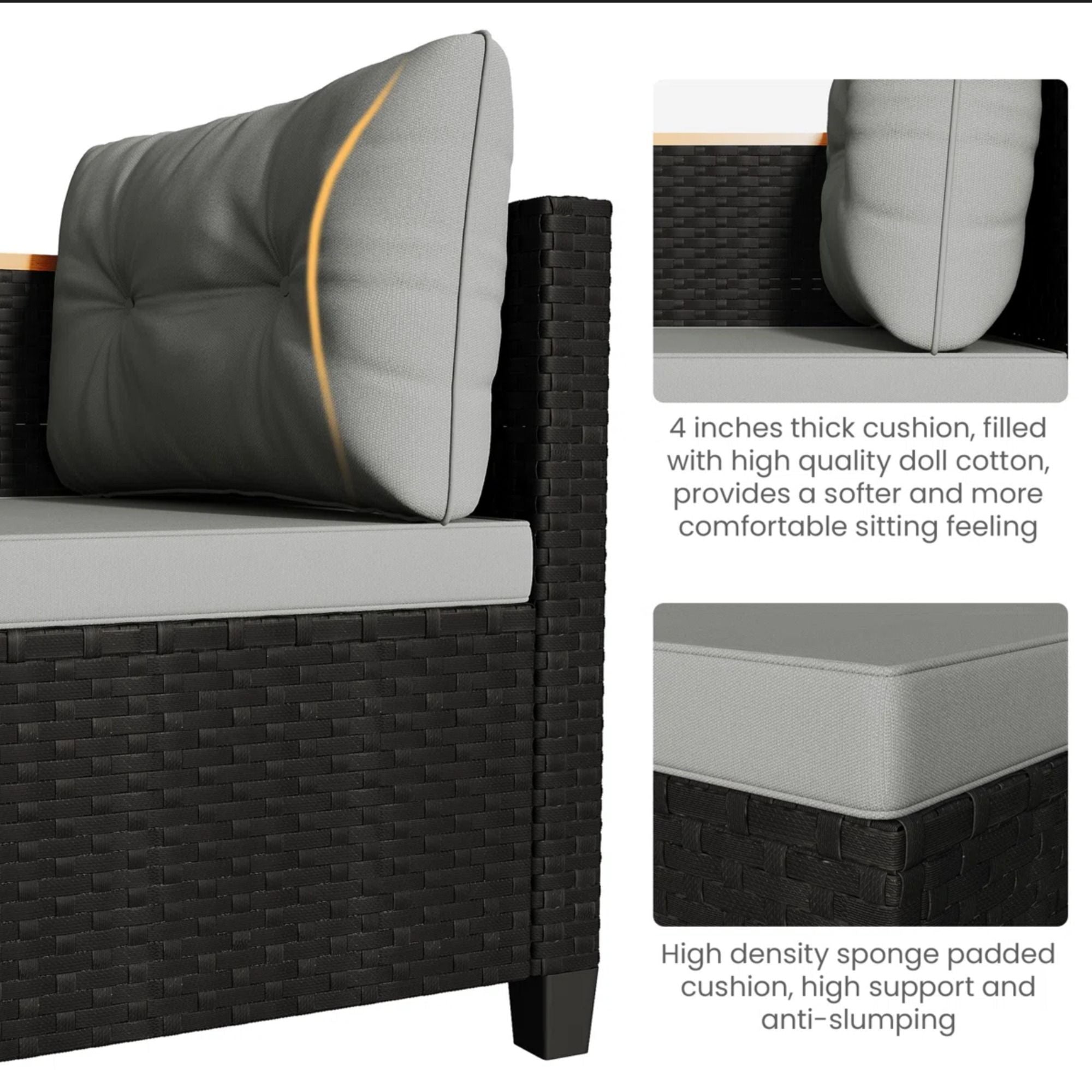 L-Shaped Patio Set With Cushions And Storage Table