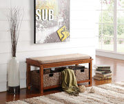 ACME Letha - Bench - Light Brown Microfiber & Walnut | Meri Furniture
