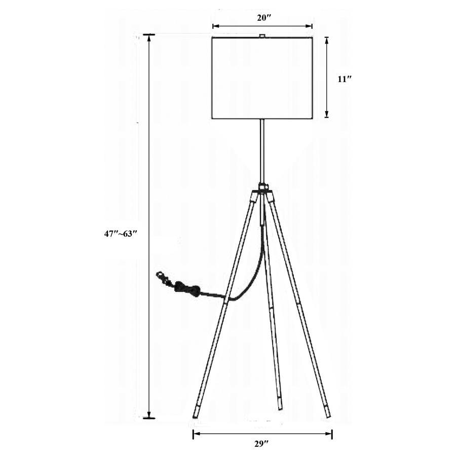 Coaster Fine Furniture Zabka - Drum Shade Metal Tripod Floor Lamp - Black | Meri Furniture