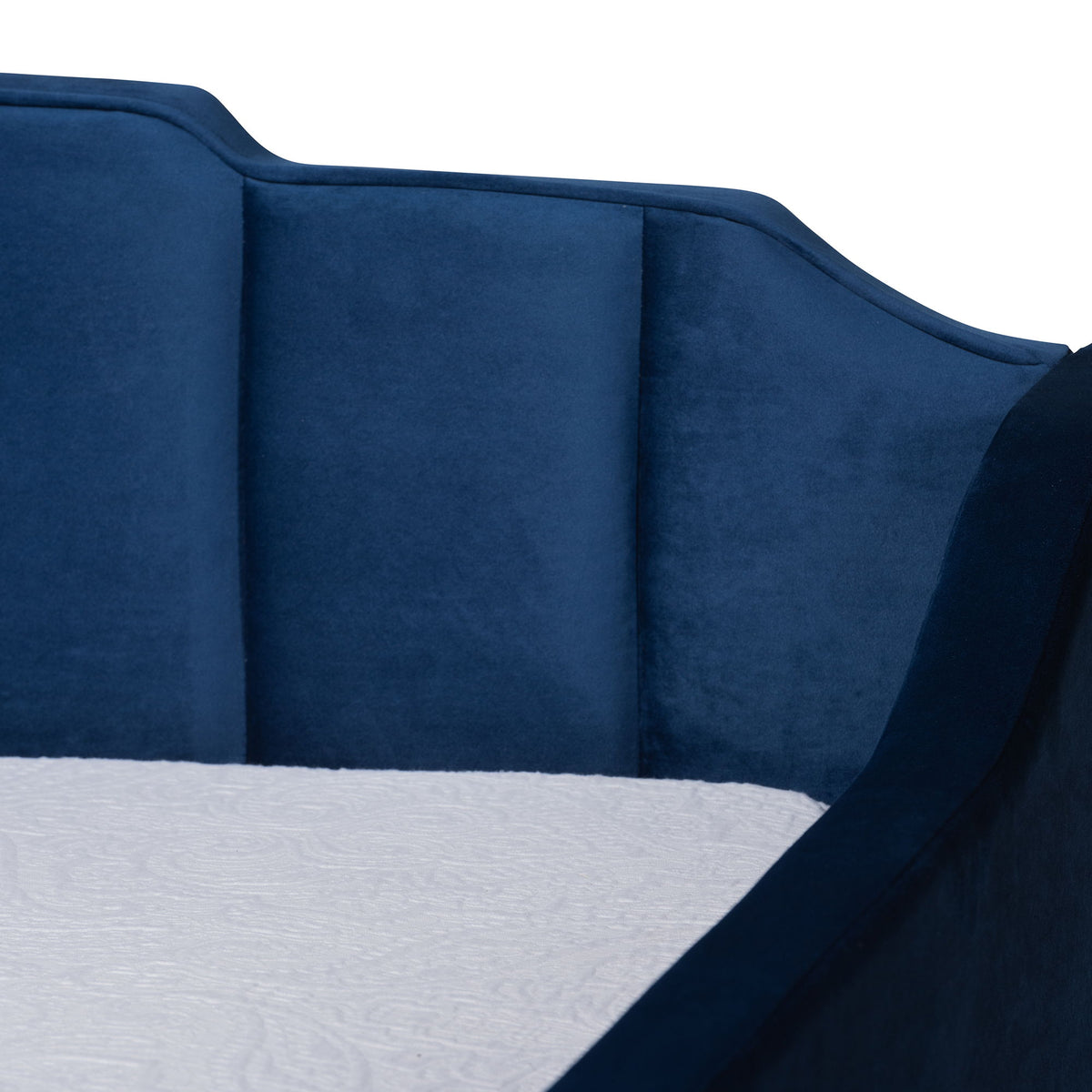 LenNon Modern and Contemporary Navy Blue Velvet Fabric Upholstered Twin Size Daybed with Trundle