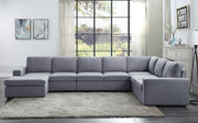 Tifton 147"W Light Gray Linen 7 Seat Reversible Modular Sectional Sofa Chaise