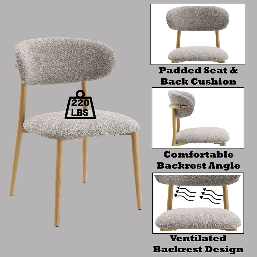 Kacey - Side Chair Set of 2) - Gray Boucle & Natural