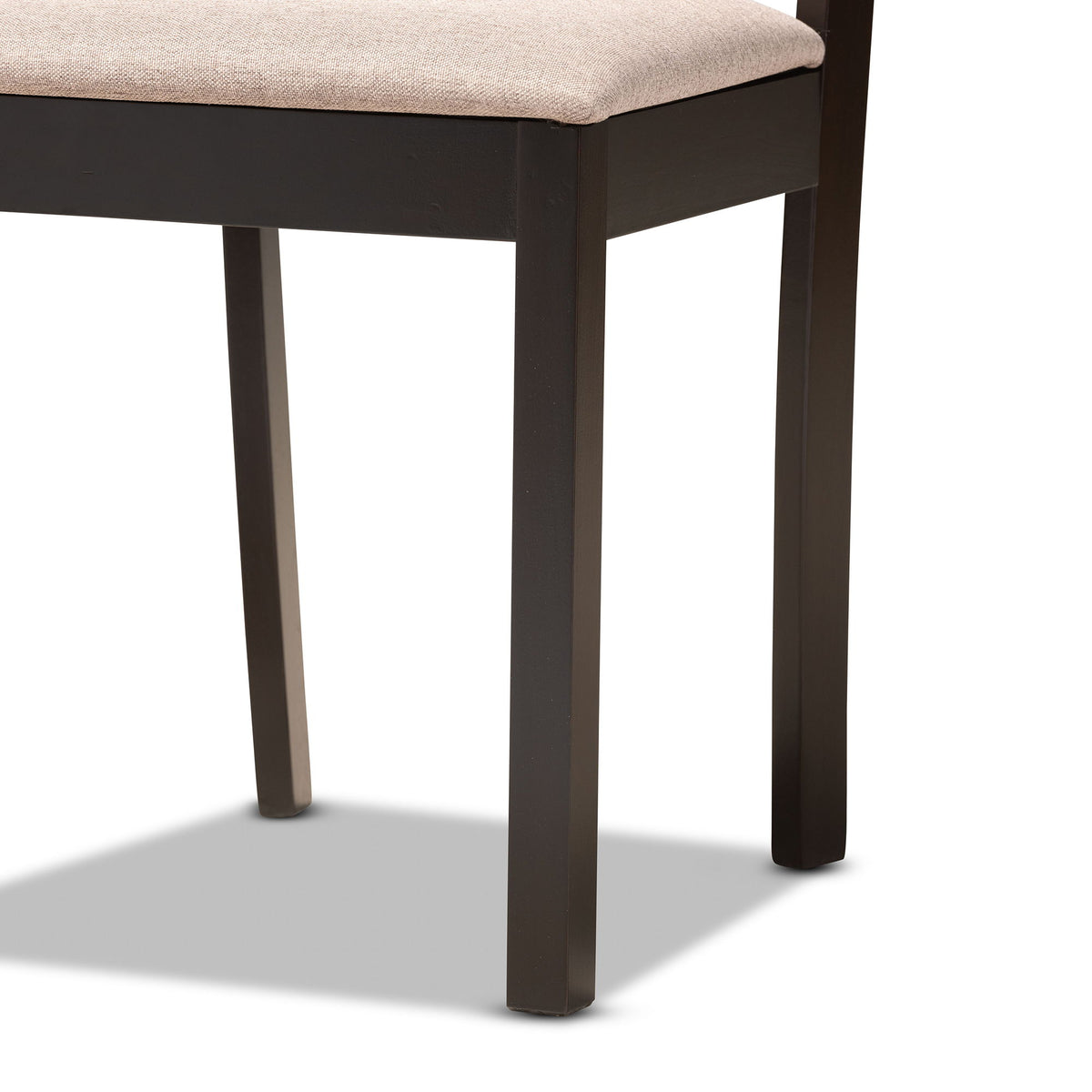 Ruth Sand Fabric Upholstered and Dark Brown Finished Wood 7-Piece Dining Set
