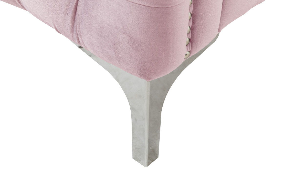 Bayberry 53"W Pink Velvet Loveseat with 2 Pillows