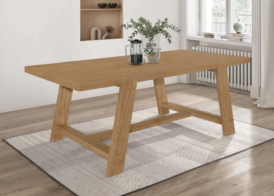 Sharon - Rectangular Wood Trestle Dining Table - Brown