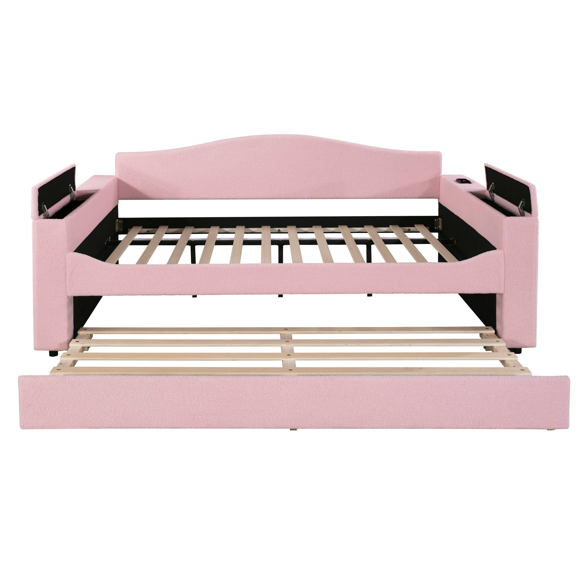 Upholstered Daybed With Storage Armrests, Trundle And Latest Integrated Bluetooth Audio System