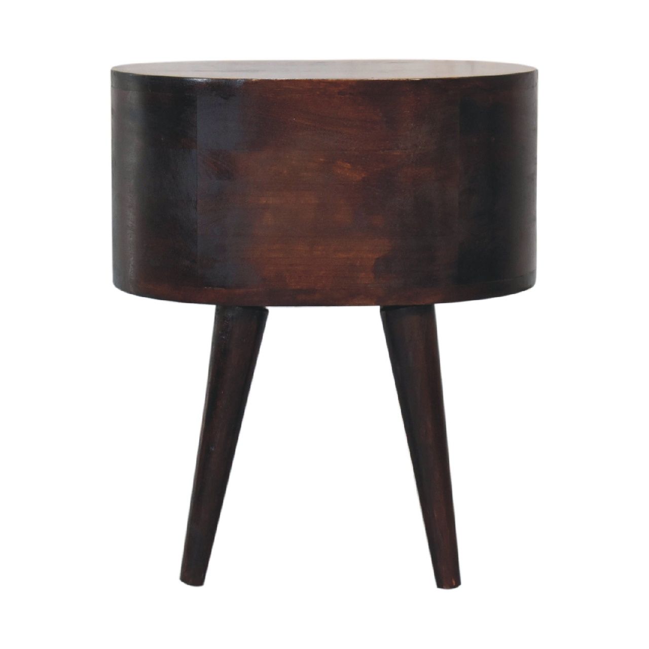 Rounded Wooden Bedside Table - Walnut