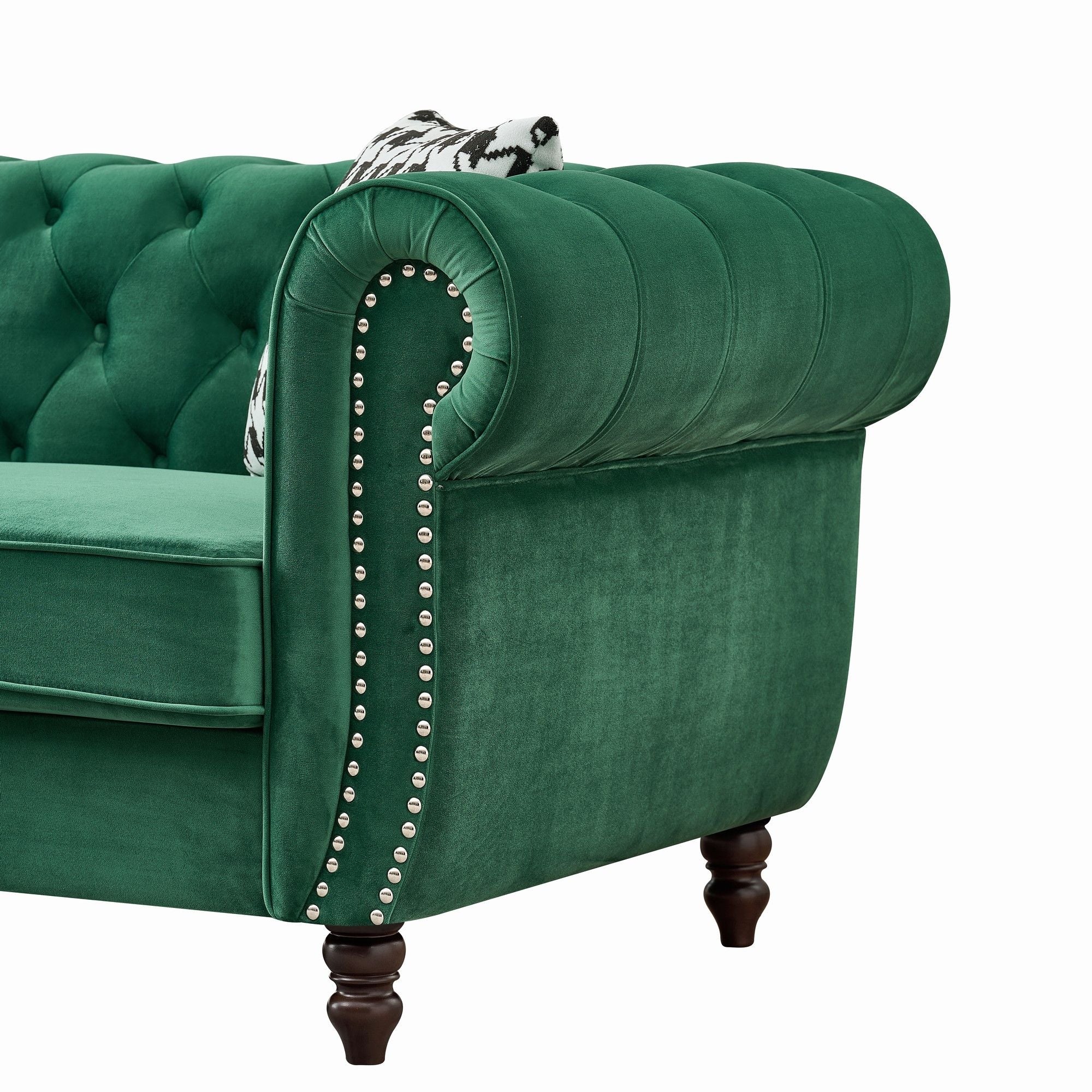Chesterfield Set With Roll Armrest & Nailhead