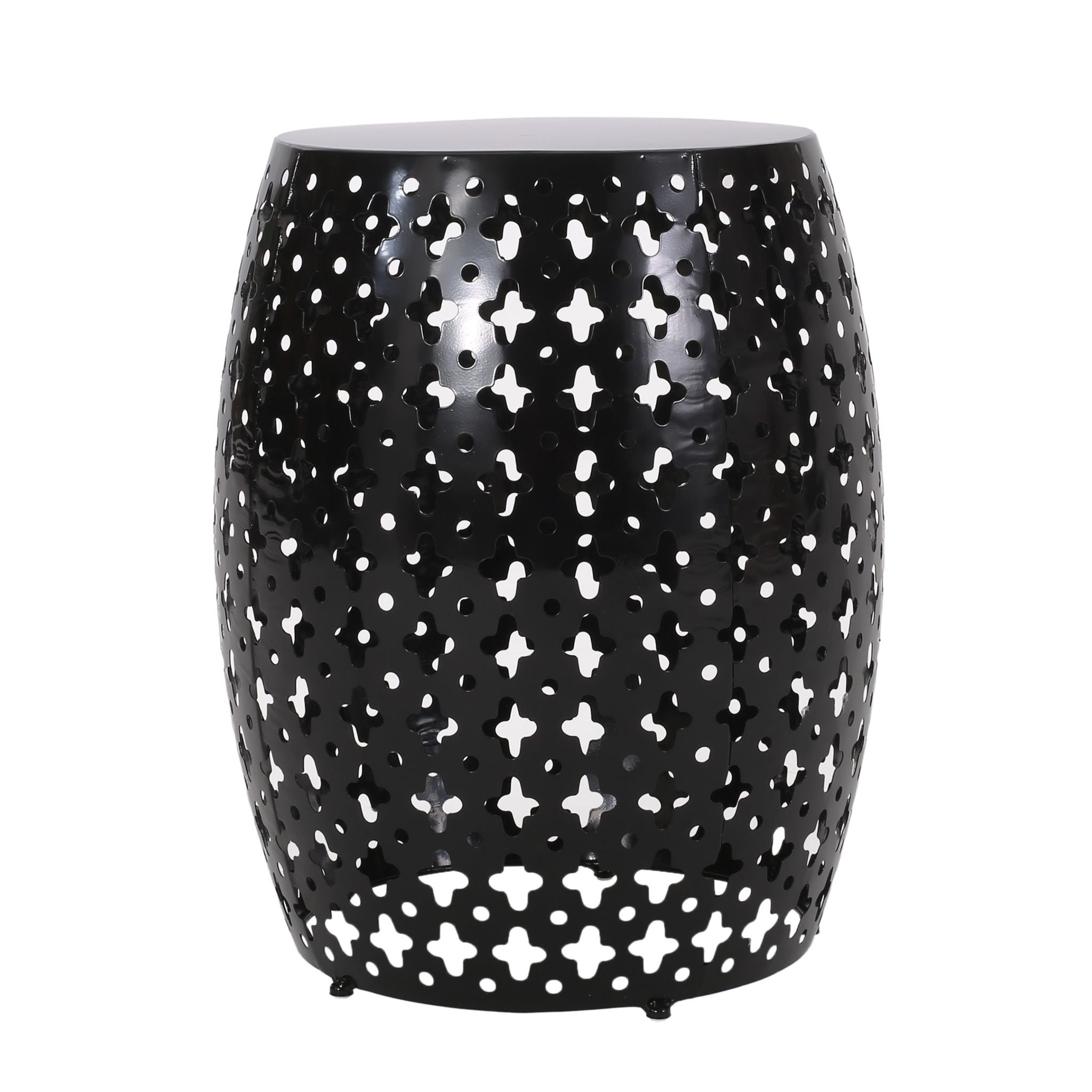 Modern Outdoor Metal End Table Set With Durable Iron Frame - Black