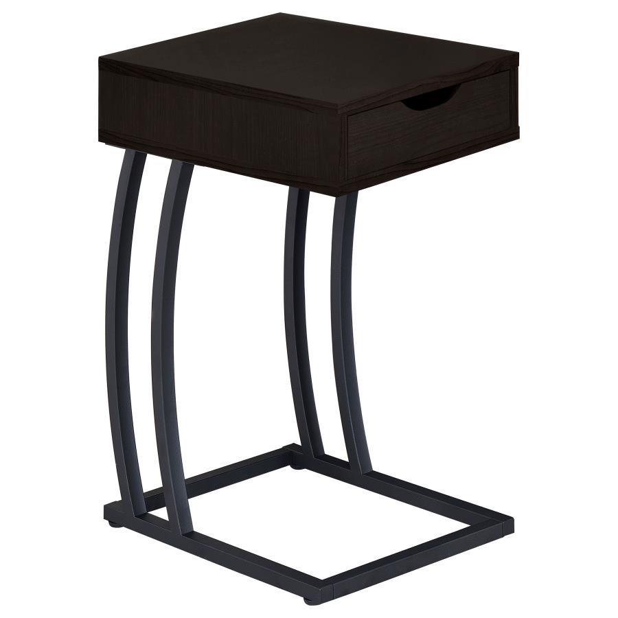 Coaster Fine Furniture Troy - 1-Drawer C-Shaped Side Table Power Outlet | Meri Furniture
