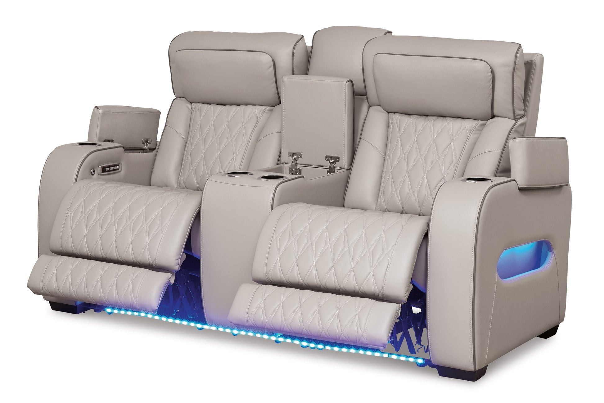 Signature Design by Ashley® Boyington - Power Reclining Loveseat With Console/Adj Hdrst | Meri Furniture