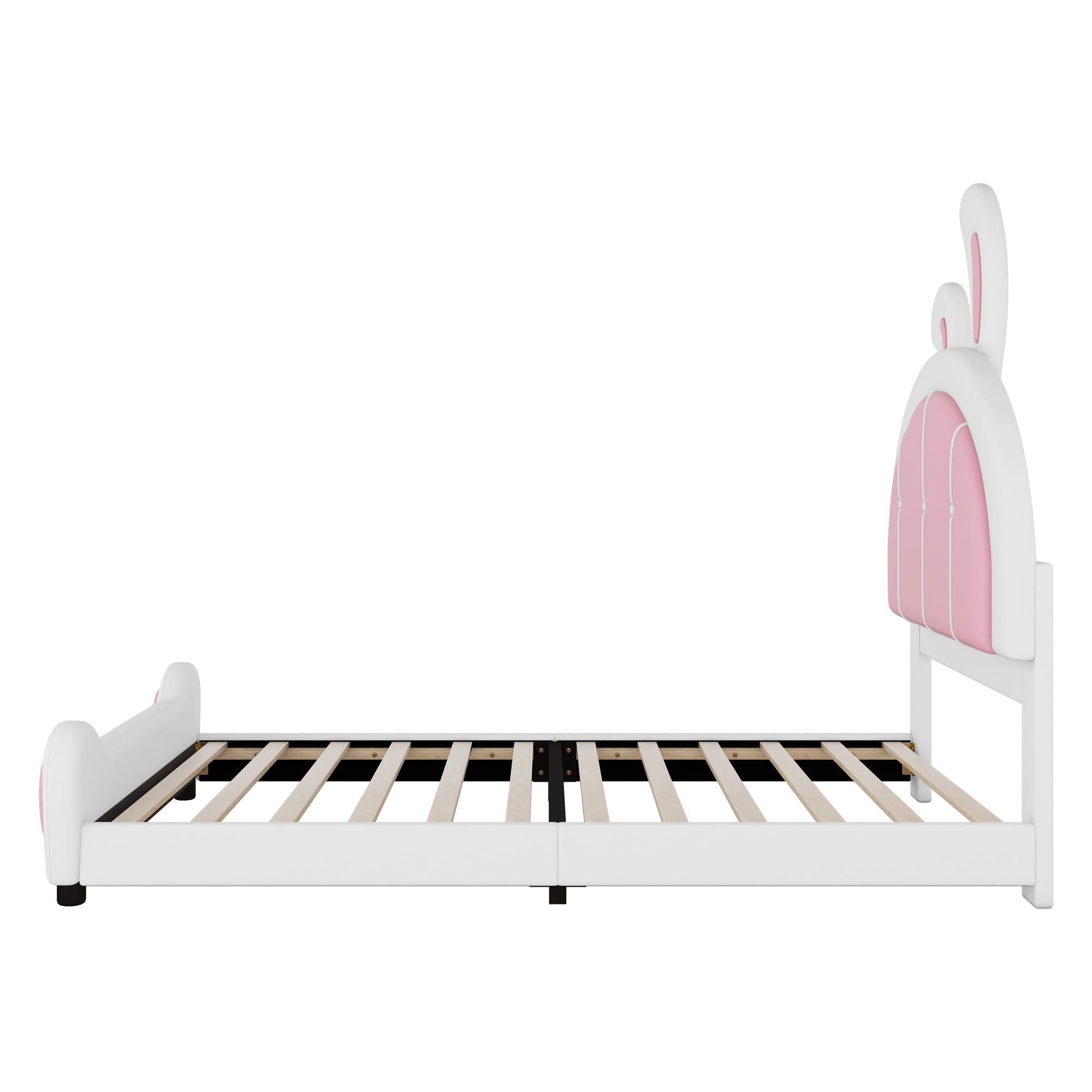 Upholstered Platform Bed With Rabbit Shaped Headboard