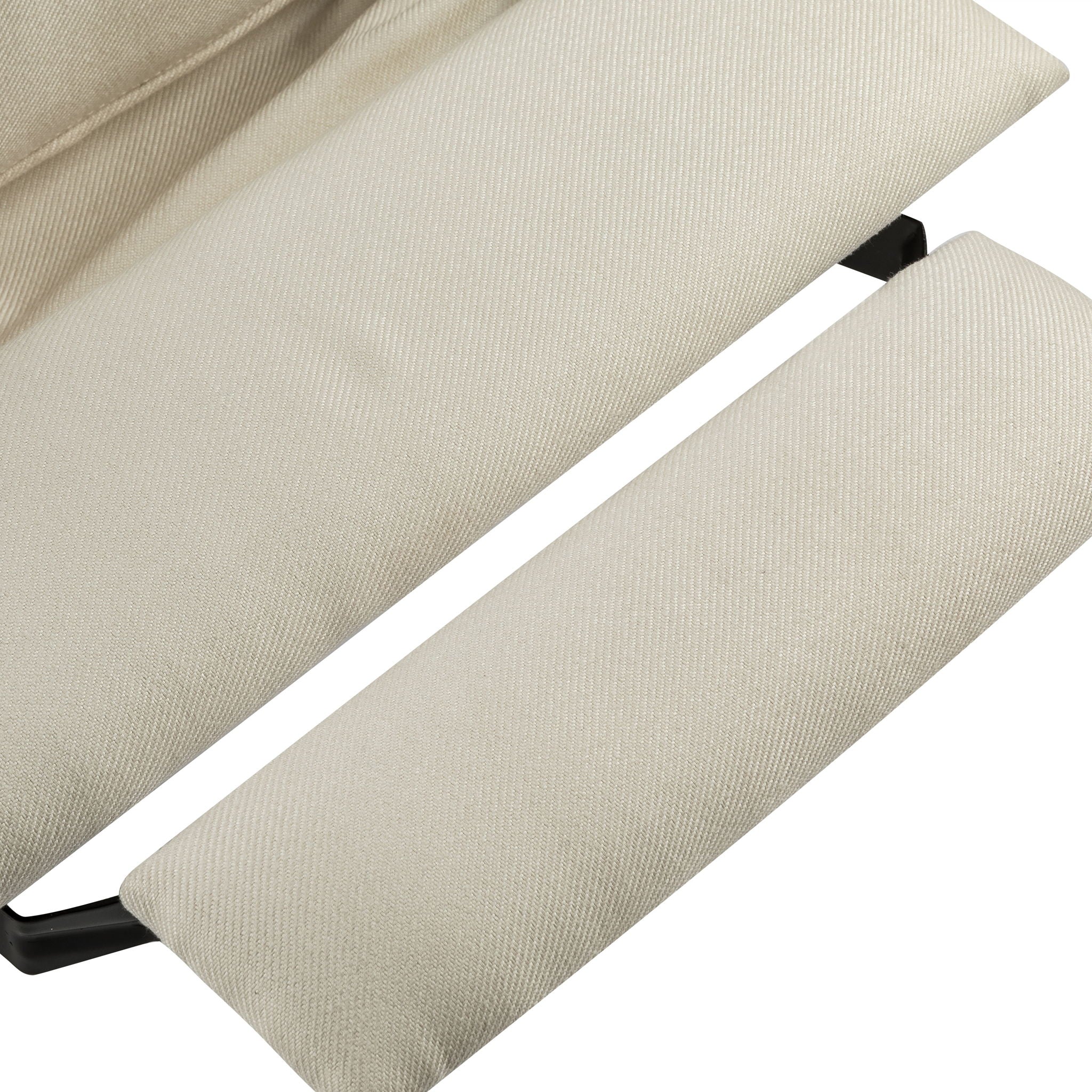 Upholstered Push Recliner Chair With Rubber Wood Legs For Living Room